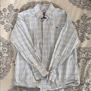 Vineyard Vines Light Blue and Yellow Plaid Button-Down Shirt